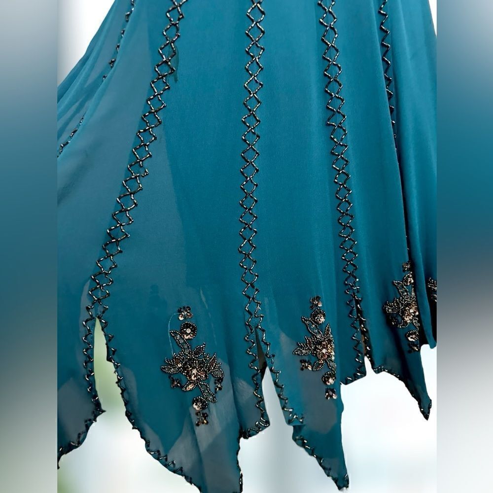 SUE WONG Nocturne Y2K Hand Beaded Midi Slip Dress Silk Woodland Fairy Size 6 - Picture 15 of 17